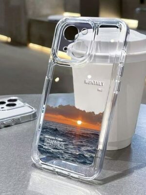 Comfortable Sunset scenery phone case suitable for Apple 14, iPhone 13 Pro Max, full protection, 15 aesthetic, 16 plus anti-drop, 17
