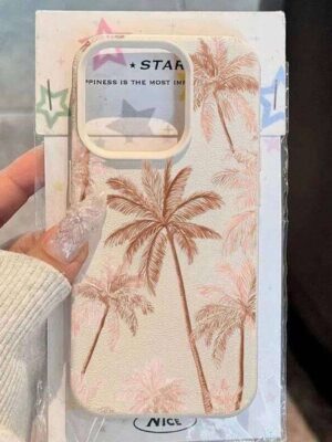 Pink Coconut Tree Pattern Phone Case For iPhone Air XSMax XS XR X 17 16 15 14 11 Pro Max 13 12 Kawaii Soft Back Cover