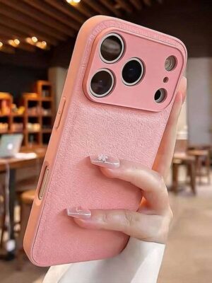 Luxury Lychee Pattern Leather TPU Frame Case For iPhone 17 Air 16 15 14 Plus 13 12 17Pro Max 16E Shockproof Solid Color Cover 26L0504