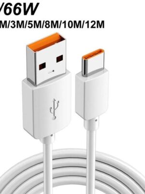 1M/2M/3M/5M/8M/10M/12M 66W 6A USB Type C Fast Charging Charger Cable For Samsung Huawei Xiaomi Mi Phone CCTV Camera