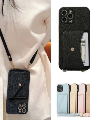 Crossbody Strap Leather Card Slot Pocket Wallet Case For iPhone 11 12 13 14 15 Pro Max Plus Lanyard Phone Bag Cover Purse Y240815 ddmythur ddmythur ddmythur ddmythur