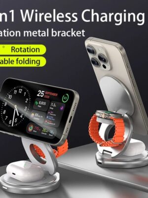 3 In 1 Charging Station For Apple,Travel Multiple Devices Foldable Magnetic Charger for IPhone Apple Watch