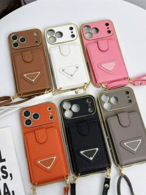 Crossbody Phone Case Designer For iphone 17promax 17pro 16promax 16 15promax 15 14promax 13 Card Holder Wallet Purse Luxury Leather Case Dirt-resistant