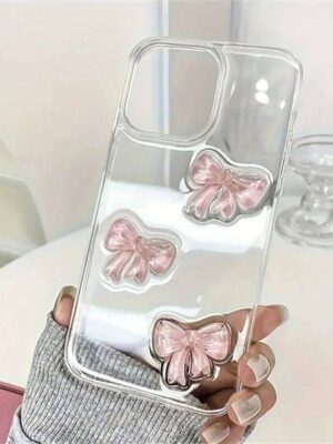 Cute 3D Pink Bowknot Clear For iPhone 17 Air 16 14 12 11 Pro Max 15 Plus XSX XR Japan Korean Girl Epoxy Soft Case