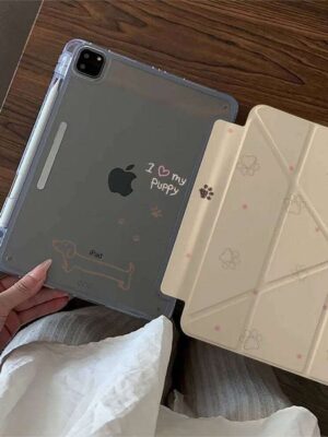Kawaii Footprint Puppy New Tablet For iPad Pro 11 12.9in 13 M4 9.7 10.2 5/6th 7/8/9 10 11th MINI Air 4 5 6 7 Trifold Case
