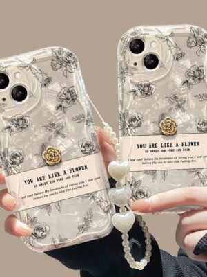 Suitable for Apple 15 Phone Case iPhone 14 Pro Max/13 3D Rose Chain 11/12 Transparent Silicone XR ddmythur