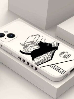 Table Cat Phone Case For iPhone 17 Air 16 16e 15 14 13 12 11 X XR XS Plus Pro Max Mini Silicone Cover