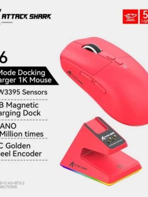 Attack Shark x6 wireless mouse RGB touch magnetic charging dock PixArt PAW3395 26000DPI 1KHZ macro gaming mouse pad/PC/laptop M250325