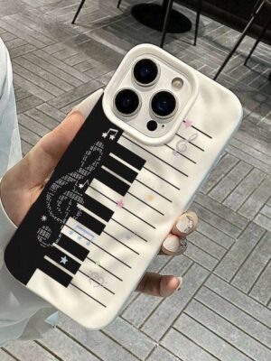 Creative Piano Keys Pattern Phone Case For iPhone 17 16 15 13 12 11 Pro Max 14 Plus 17Air Wrinkle Wave Soft Silicone Cover