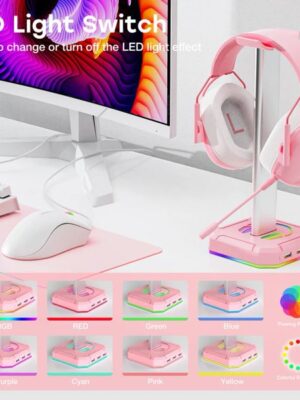 RGB Headset Stand LED Light Effect Headphone Holder Headsets Desk Bracket for Gamers Gaming PC Accessories