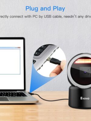 Eyoyo 2D Desktop Barcode Scanner Omnidirectional Hands-Free 1D QR Barcode Reader Automatic Sensing Scanning Platform Scanner