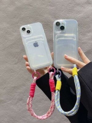 Bracelet Hang Chain Phone Cases For 16 Case iPhone 11 12 13 14 15 Pro Max XR XS X 6 7 8 Plus SE Wallet Card Holder Cover
