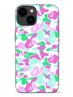 ddmythur pink, green and blue camo phone case with a white background TPU phone case