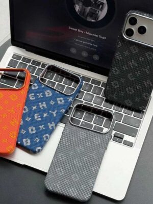 blueo Magnetic Phone Case iPhone 17 16 15 Promax Monogram Gilded Tactile Woven Aramid Fiber 12mm Slim Case for iPhone 17T260311
