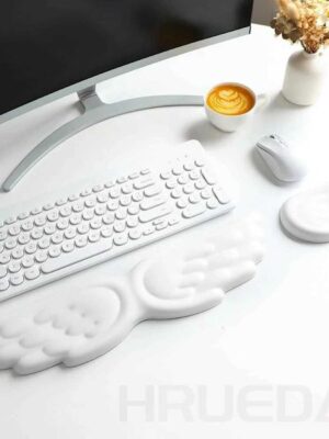 Keyboard Mouse Wrist Rest Angel Wing Memory Foam Mouse Pad Set Wrist Support Ergonomic Non-Slip for Computer Laptop Easy TypingT260508