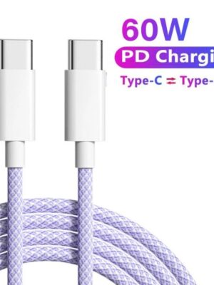 USB C Charger Cable PD 60W USB C to USB Type C 1M Cable Fast Charging Cord for iPhone 15 Pro Plus iPad MacBook Samsung Xiaomi