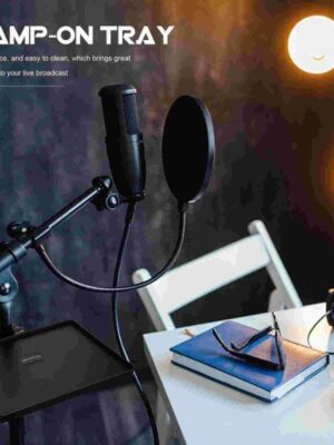 Microphone Stand Tray Rack Sound Shelf Holder Live Clamp Broadcast Music Mic Bracket Recording Attachment Micphone Adjustable