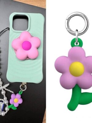 3D Flower Pendant C Shape Magnetic Stand IPhone Holder Mount Support for Galaxy Mobile Phone Accessories
