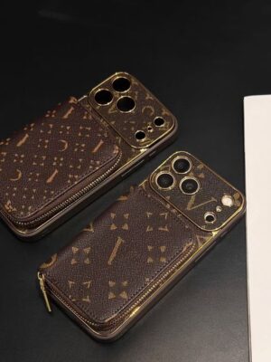 New Fashion Designer Phone Case 17 16pro 15 14pro Max Luxury PU Leather Classic Printed Zipper Wallet Design Phone Case High Quality Portable Back Cover Anti Drop