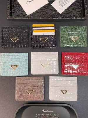 Fashion Classic Men Women Credit Card Holder Luxury Leather Mini Small Slim Bank Wallet Dust Multi-layer card bag+ Metal Name cover beautiful gift case