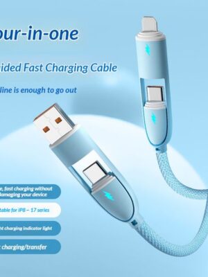 Dianling Four-in-One PD Data Cable – Thickened Double Type-C Super Fast Charging Flash Charging Nylon Woven Cable
