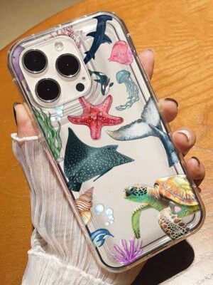 Summer Marine Animals Sea Turtle Print Clear Phone Case For iPhone 11 12 13 14 15 16 Pro Max XS X XR 7 8 Plus 16e SE 2022 Cover