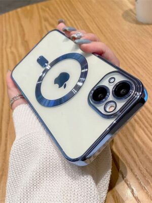 iPhone Cases Luxury Transparent Magnetic For Magsafe Wireless Charging Case For iPhone 14 13 12 11 Pro Max Clear Plating Soft Silicone Cover