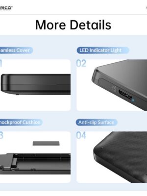 ORICO ABS HDD Case 2.5 Inch SATA to USB3.0 5Gbps / USB-C 6Gbps External HDD Enclosure for SSD Disk HDD with 50 Cm USB Cable