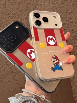 Comfortable Red Mario phone case for Apple 17 Pro Max, iPhone 16 cartoon 15 Pro, fun 14 new