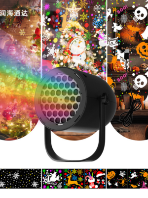 USB LED Snowflake Projector Light 16 Patterns Rotating Christmas Halloween Holiday Projection Lamp Indoor Home Party Decor Stage Lighting