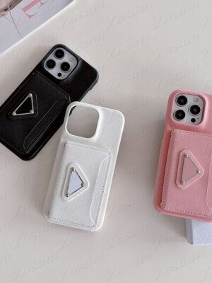 Luxury Tri-angle Phone Case for iPhone 17 Air 16 15 14 Plus 13 12 11 Pro Max X Xs Xr 8 Leather Card Pocket Shoulder Cover Samsung Galaxy S26 Ultra S25 S24 S23 S22 S21 S20 Note 20