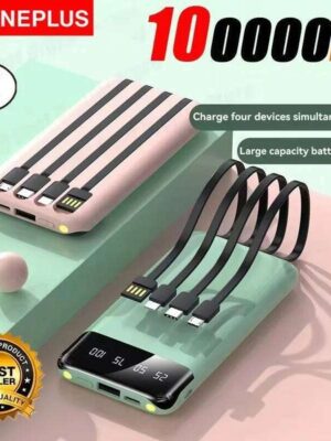 OnePlus 100000mAh Power Bank Super Large Capicity Four Fast Charging Cables Bulit-in Suitable For All Mobile Phone H260227