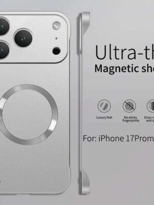 Slim Metallic Paint Cooling Frameless Magnetic Charge PC Case For IPhone 17 Air 16 15 14 Plus 13 12 Pro Max Half-pack Back Cover