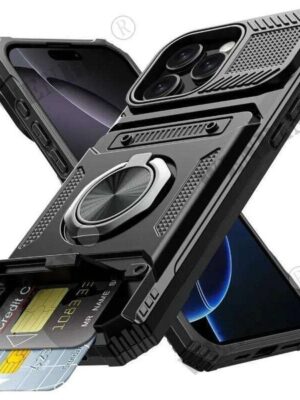 Case For iPhone 17 15 14 Pro Max 16 Plus Magnetic Rotated Ring Kickstand Heavy Duty Drop Protection Wallet Cover Funda Capa W260601