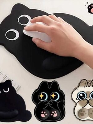 Big-eyed Cat Mouse Pad Soft Comfortable Wrist Rest Typing Pad Non-Slip Dirt-resistant Ergonomic Mouse Pad For Computer OfficeT260508