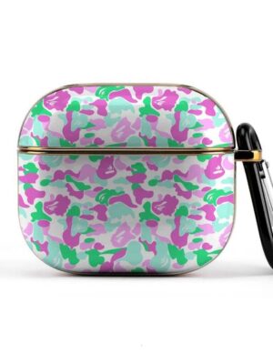 ddmythur Apple Earphone Accessories Headset AirPods 3 Cover Case earphones Pattern shell pink and green camouflage pattern