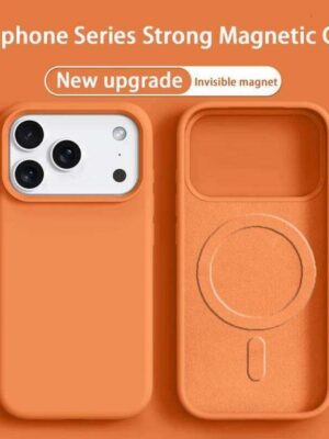 Orange Liquid Silicone Magsafe Case for 17 Air Soft Magnetic Charing Cover For iPhone 12 13 14 15 16 Pro Max Plus H260131