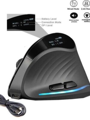 Rechargeable Wireless Vertical Mouse With Screen Display Ergonomic Mice 6 Button Progammable Gaming Mouse for Gamer Desktop X251101