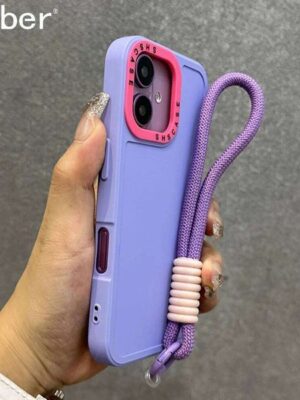 Luxury Wrist Strap Bracelet Lanyard Phone Case For iPhone 15 16 17 Pro Max 14 13 12 11 X XS Collision Color Lens Protector Cover 26L0505