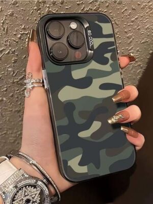 Comfortable Military green camouflage phone case suitable for Apple 15 Pro Max, iPhone 16 high-end 14 Pro, cool 17 creative design