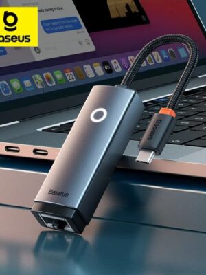 Baseus USB C to Ethernet Adapter Aluminum Gigabit USB C Adapter for Laptop MacBook Pro 1000/100Mbps USB Lan RJ45 Network Card