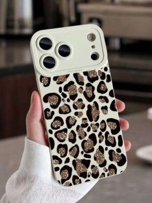 Gold Glitter Leopard Print Phone Case For iPhone 17 16 15 14 13 Pro Max 12 11 7 8 Plus XS XR X SE 2022 TPU soft Cover
