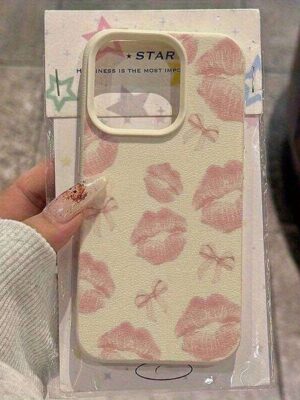 Pink Bow kiss Pattern Case For Phone iPhone 17 Air 16 13 11 14 12 Max Pro 15 7 8 Plus Silicone Cover