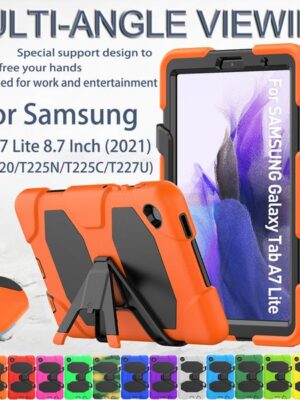 Armor Shockproof Stand Case For Samsung Galaxy Tab A7 lite 8.7" A9 8.7 inch Rugged PC + Silicone Hybrid Tablet Cover Cases Full Body Protective Kids Safe Shell