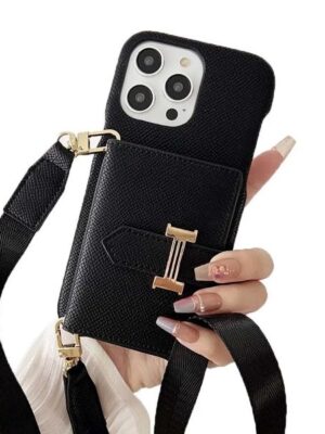 Leather Designer Wallet Phone Case For iPhone 16 Pro Max 15 14 13 12 11 Fashion Crossbody Shoulder Strap Cover Luxury Mobile Shell Card Holder Pocket Purse Lanyard Case