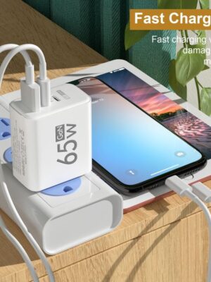 65W GaN USB Fast Charging Type C PD 2025 Charger Quick Charge Mobile Phone Power Adapter for iPhone 14 15 Pro Xiaomi Samsung Oneplus