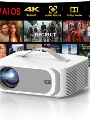 Official Apps AI Auto Focus 50W Dolby Audio Outdoor Projector4k with WiFi and Bluetooth, AI Movin 2.0 OS Smart Projector with HDR10, Lisowod Portable 4K Proyector 2026