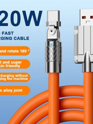 6A 120W 180 degree rotating elbow Micro USB Fast charging Cable For Type-C silica gel Charger Wire Cord