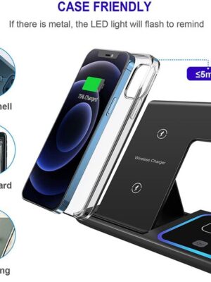 15W 3 In 1 Wireless Charger For Iphone 14 13 12 For Apple Watch Airpod Qi Wireless Charging Mobile Phone Charger Stand