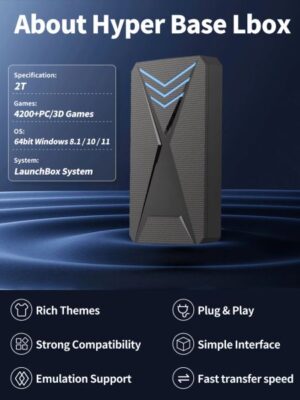 Portable Gaming HDD Launchbox 2T Game Hard Drive with 4200+ PC/3D Games for PS4/PS3/PS2/Wii/WiiU/Gamecube/PS1/MAME for PC/Laptop